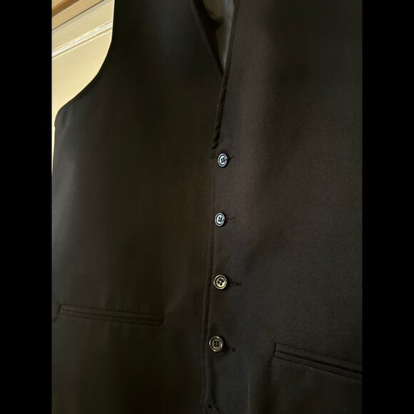 F.W.I. Black Poly Formal Dress Vest | 5 button | 2 pocket | Medium (42R) - Picture 3 of 8